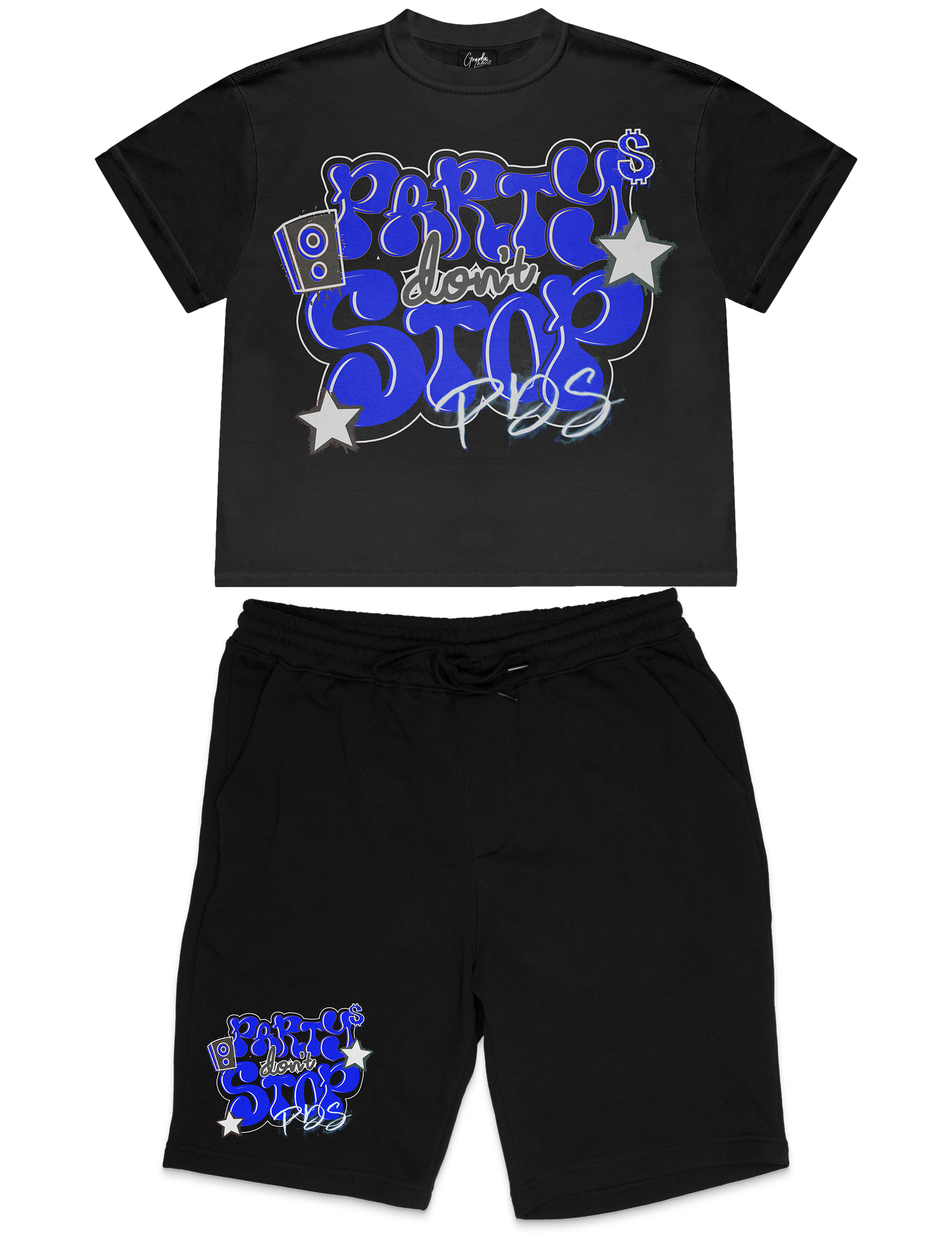 Party don’t stop set with the strip shorts