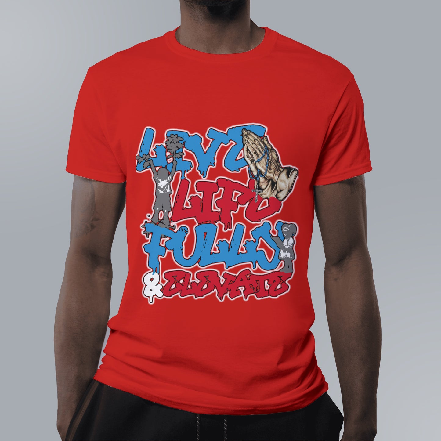 Live Life Fully & Elevate Shirts (Blue&red logo)