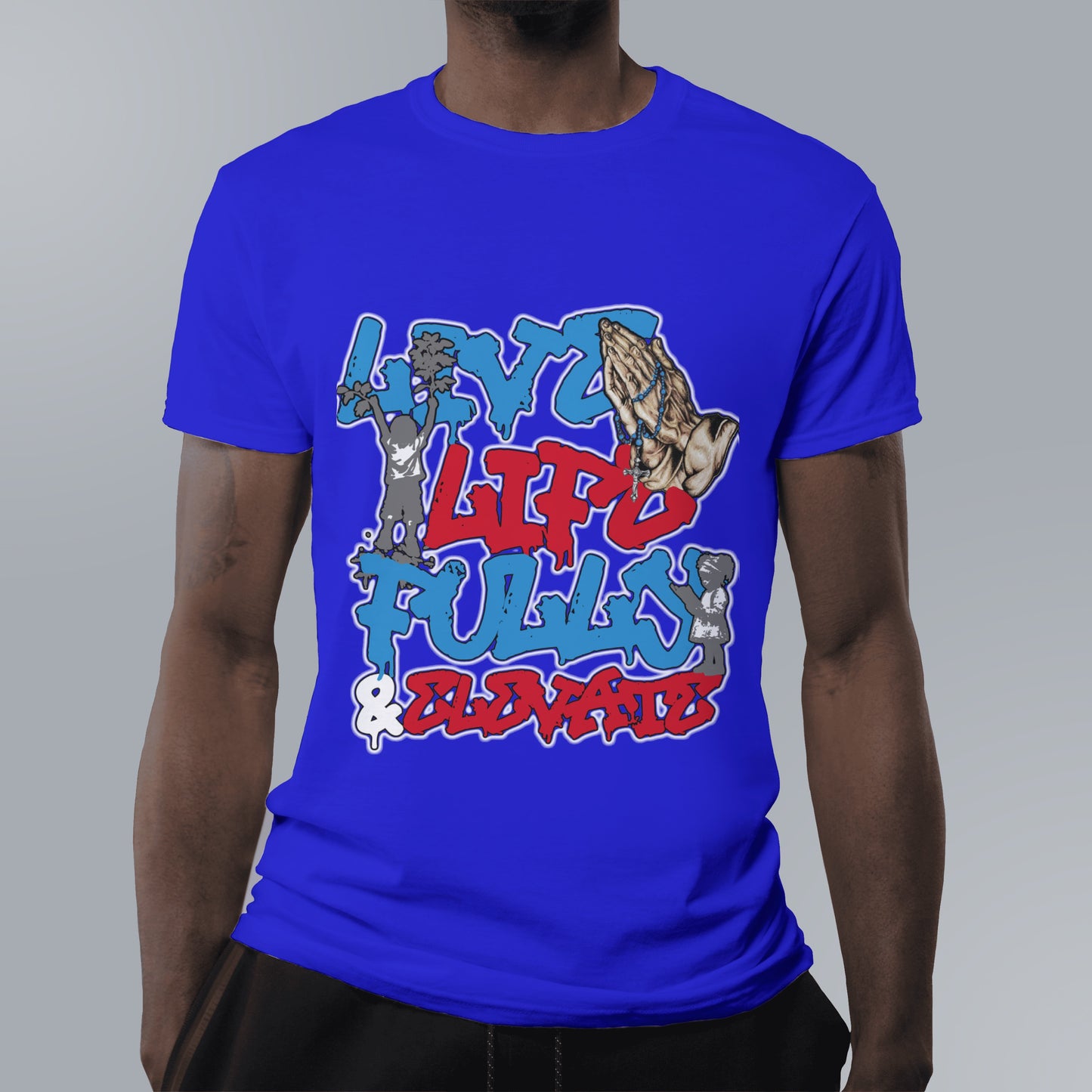 Live Life Fully & Elevate Shirts (Blue&red logo)