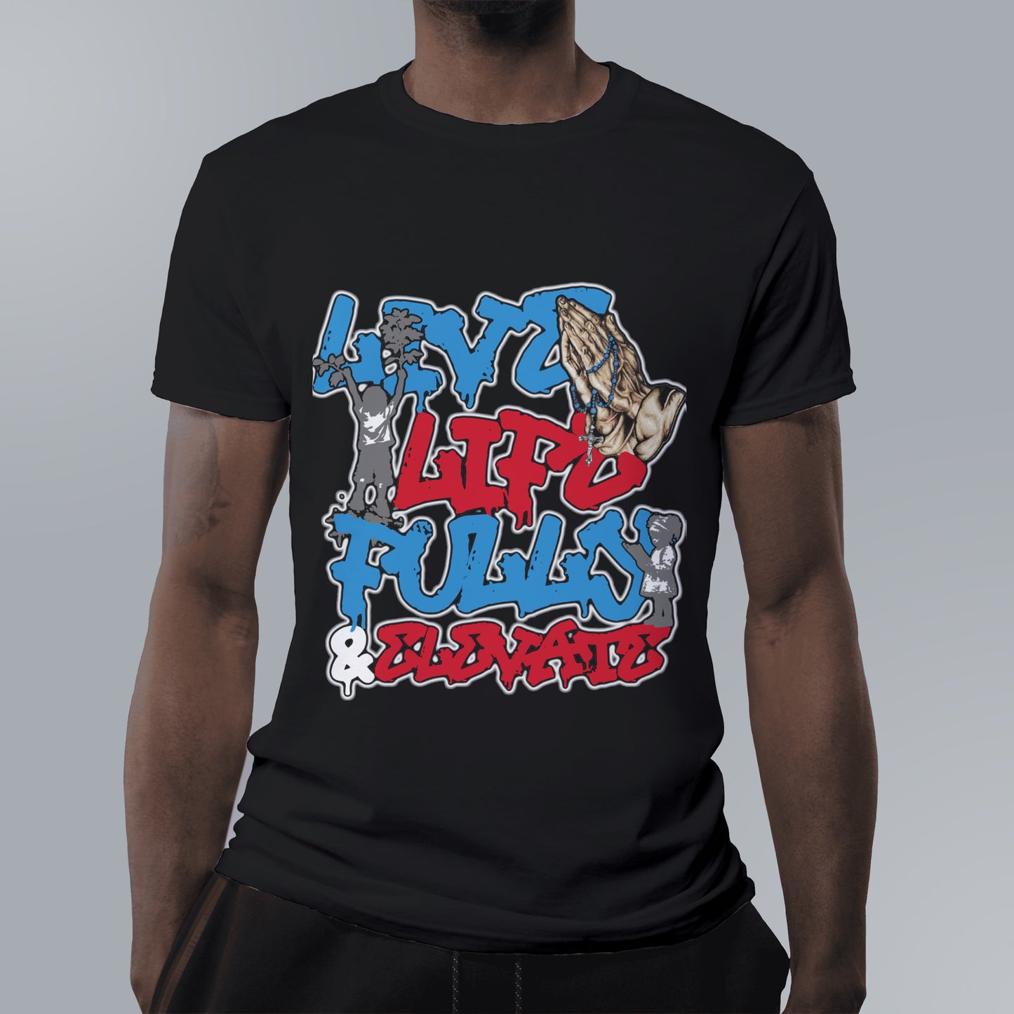 Live Life Fully & Elevate Shirts (Blue&red logo)